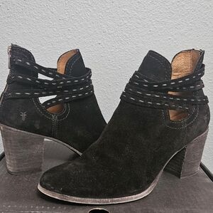Frye black suede bootie